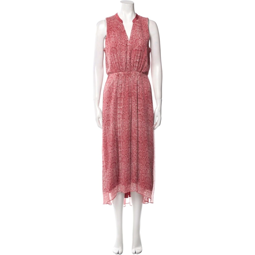 Joie "Hilarie" Silk Dress Size Small Snake Print Dusty Pink Sleeveless Midi